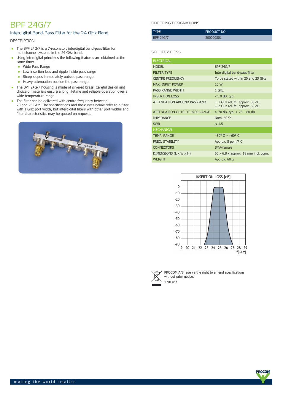 Procom BPF 24g-7 User Manual | 1 page