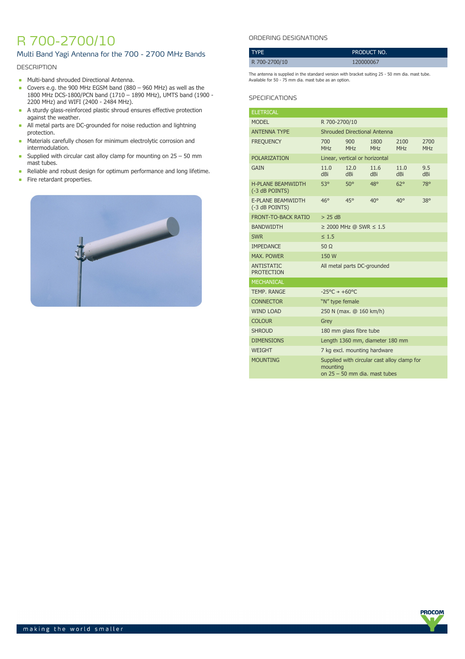 Procom R-700-2700-10 User Manual | 2 pages
