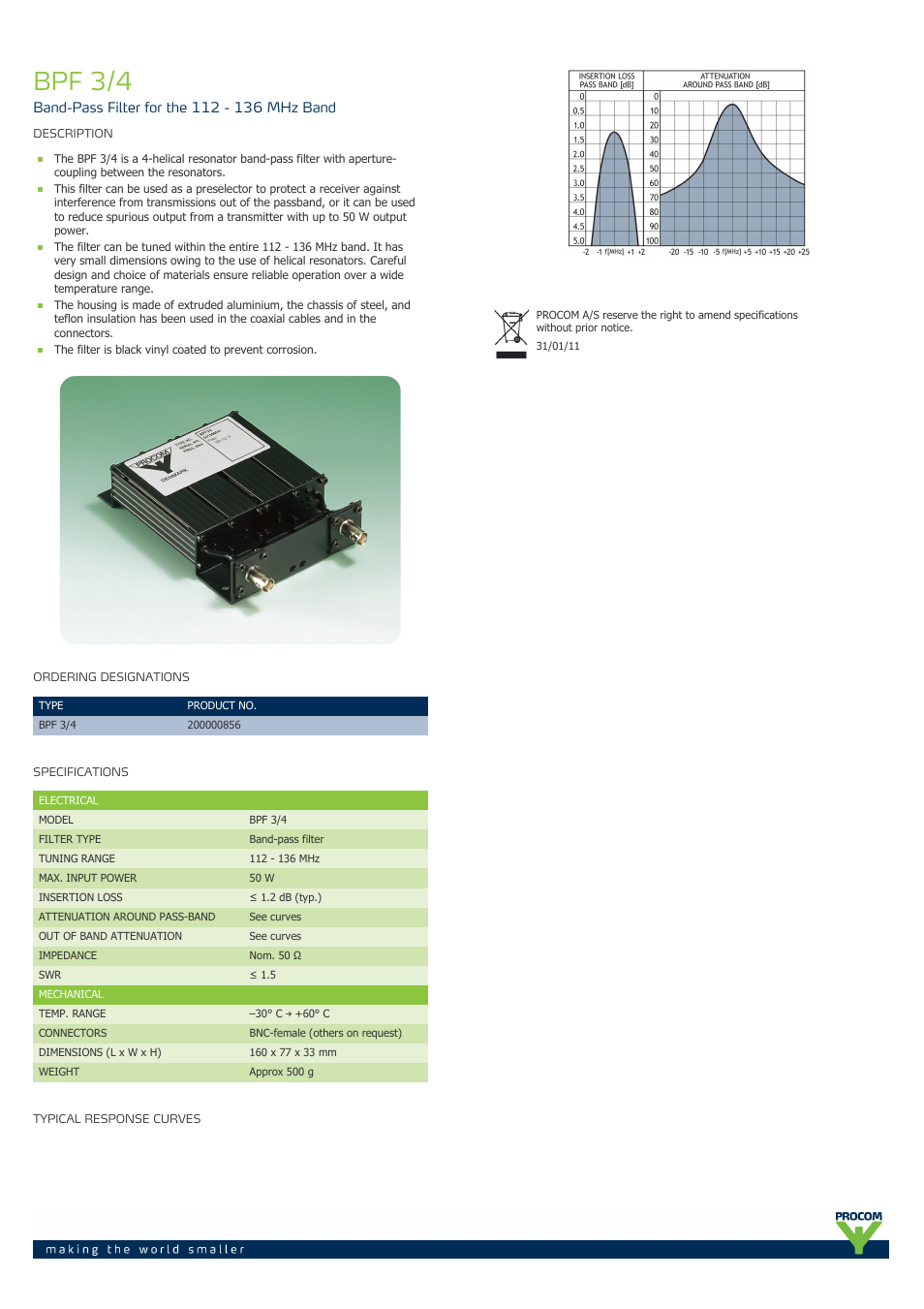 Procom BPF 3-4 User Manual | 1 page