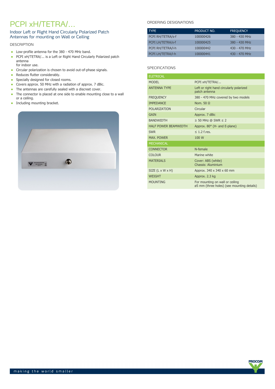 Procom PCPI xH-TETRA-... User Manual | 2 pages