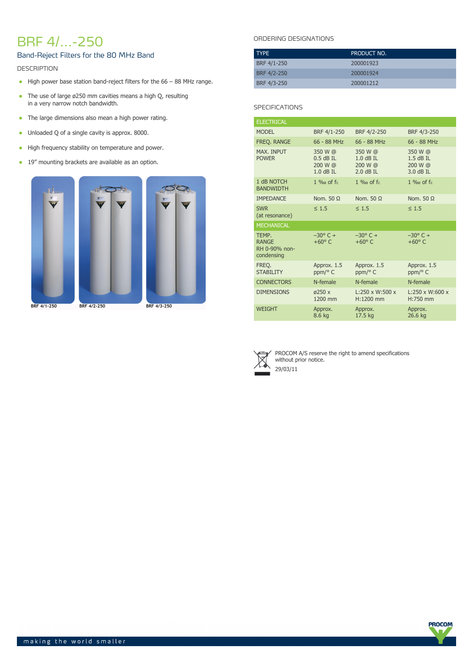 Procom BRF 4-...-250 User Manual | 1 page