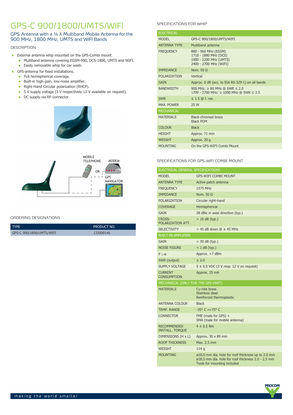 Procom GPS-C 900-1800-umts-wifi User Manual | 2 pages