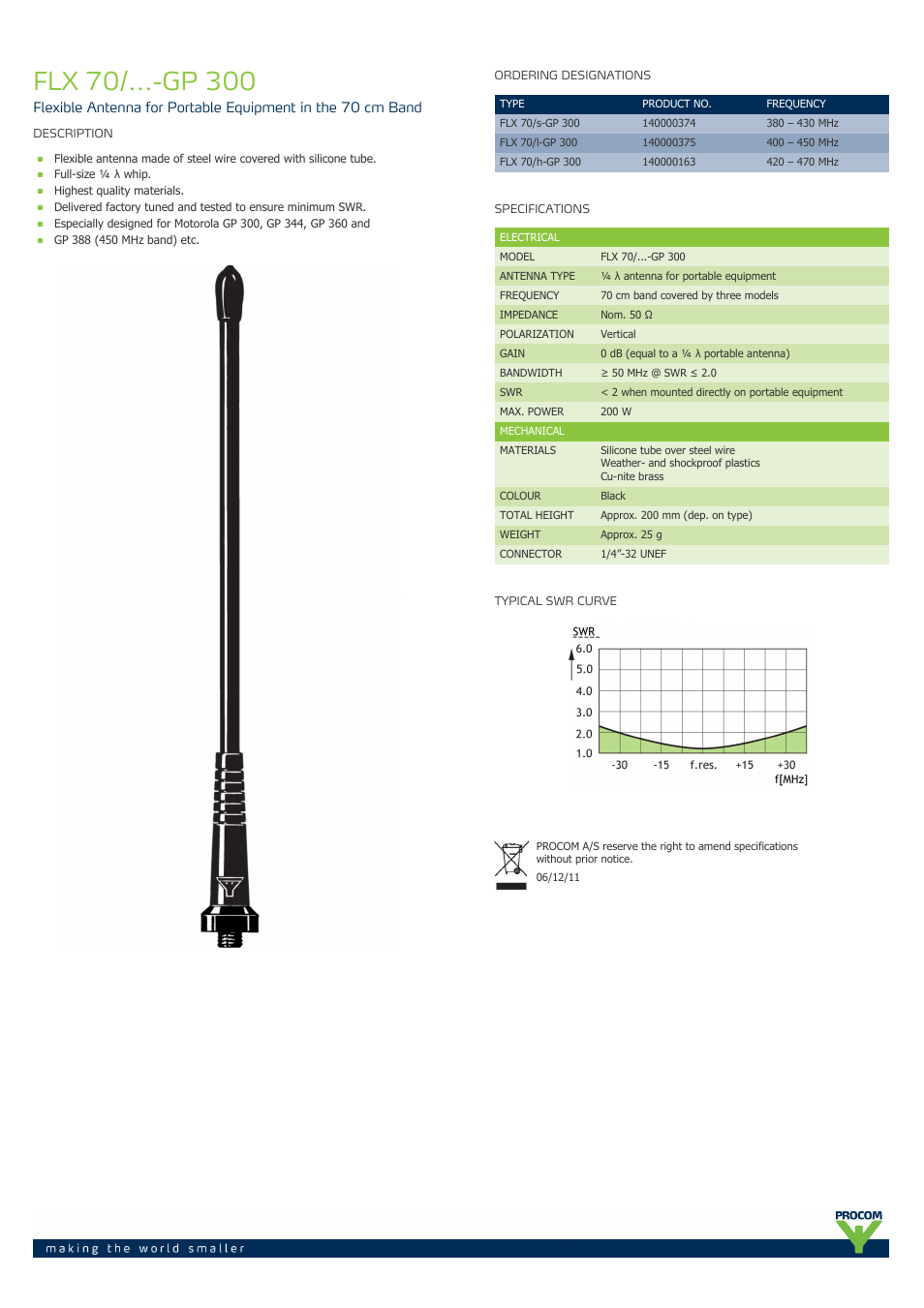 Procom FLX 70-...-gp-300 User Manual | 1 page