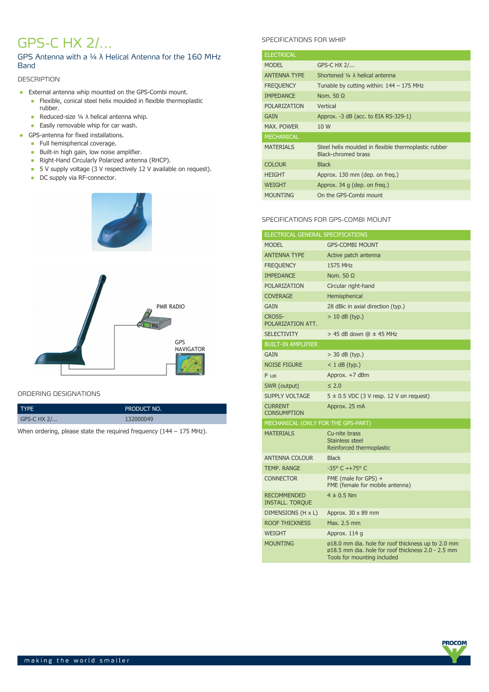 Procom GPS-C HX 2-... User Manual | 2 pages