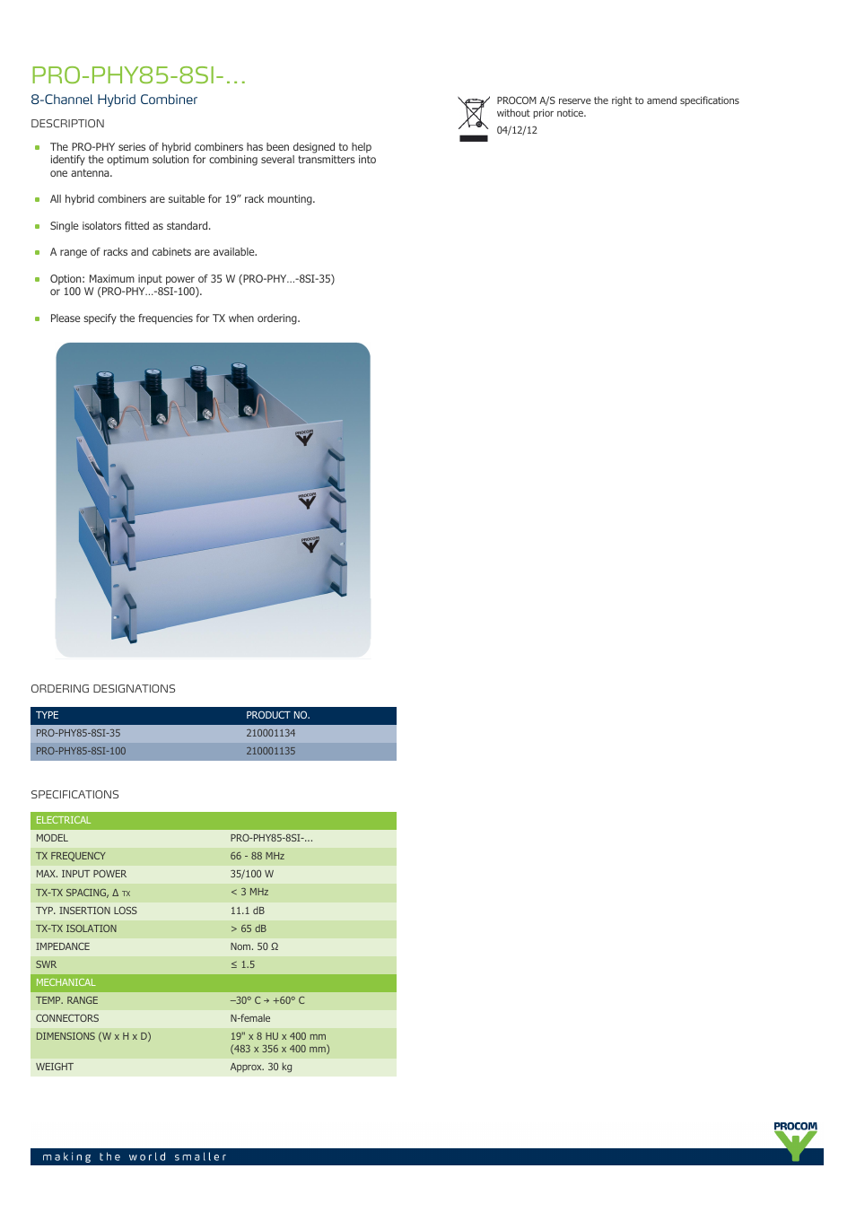 Procom PRO-phy85-8si-... User Manual | 1 page