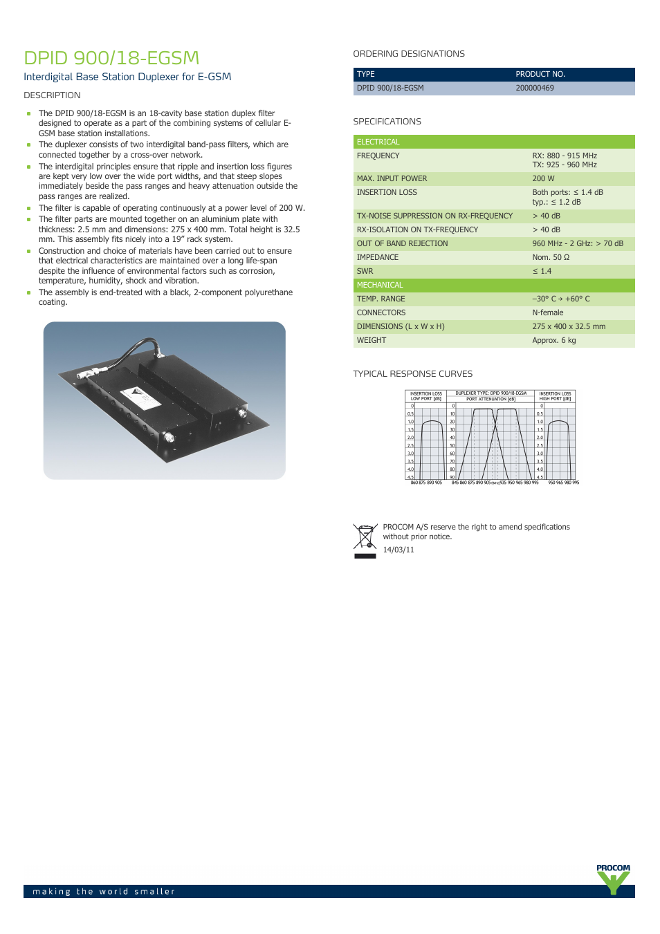 Procom DPID-900-18-egsm User Manual | 1 page
