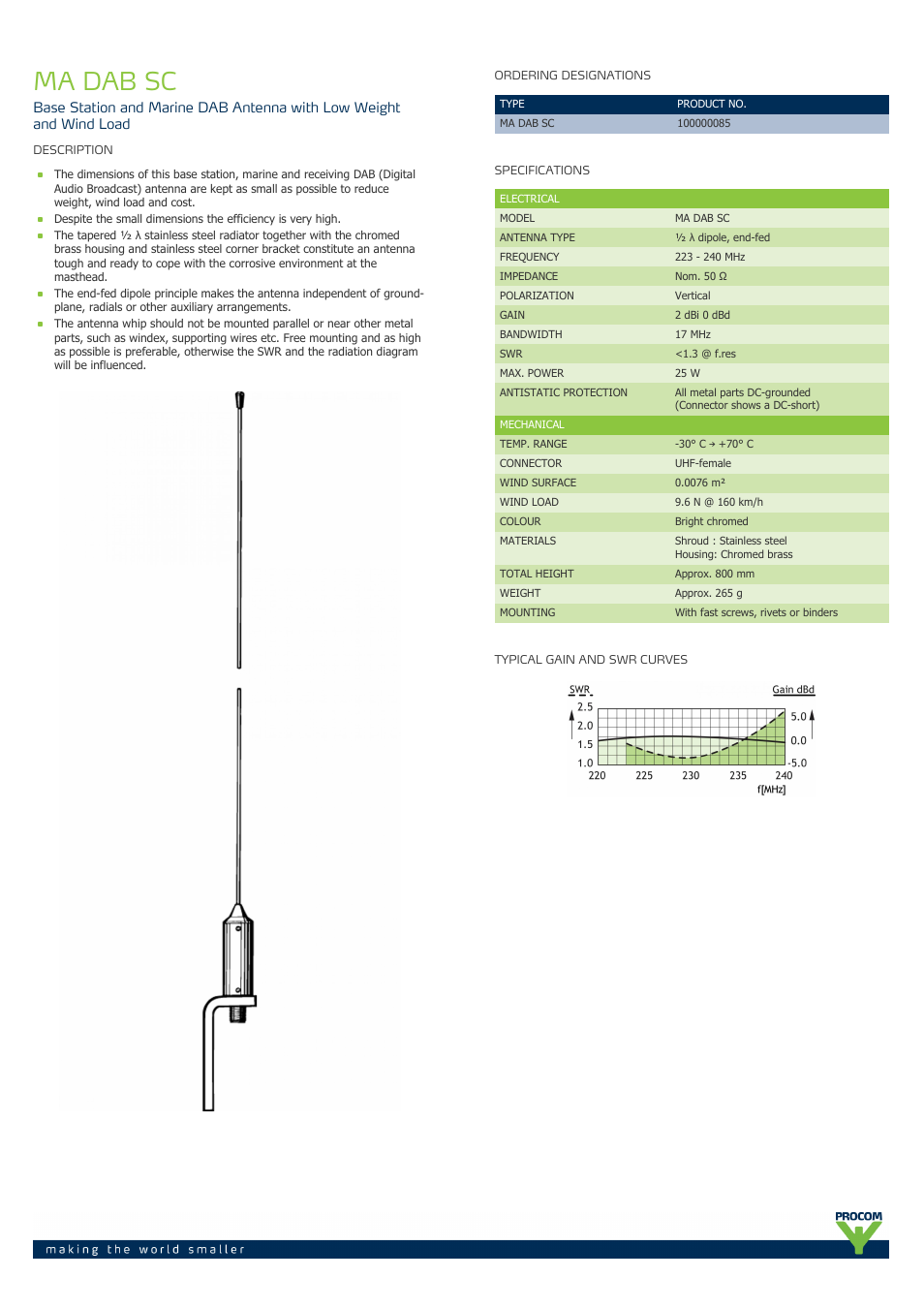 Procom MA DAB SC User Manual | 2 pages