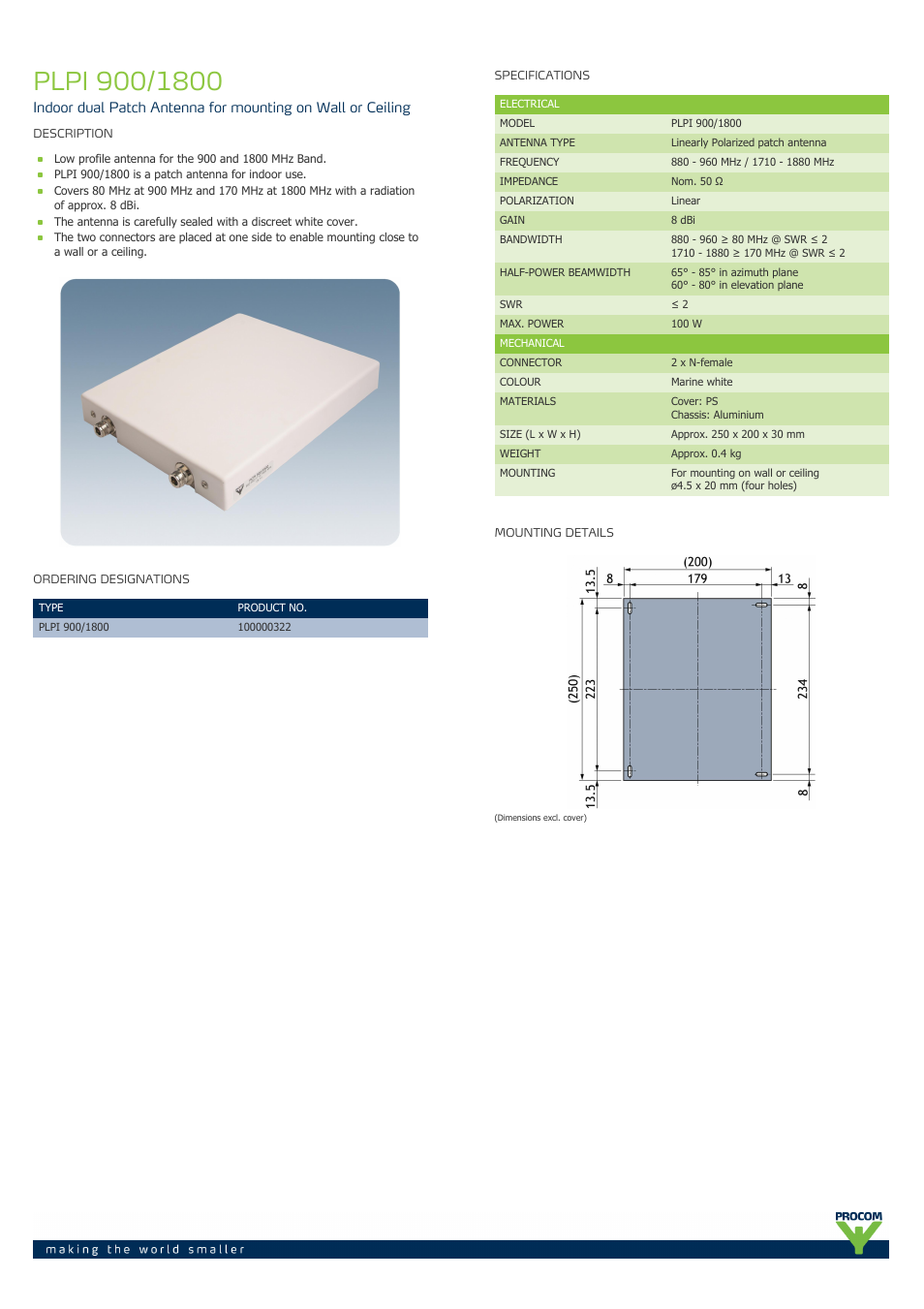 Procom PLPI-900-1800 User Manual | 2 pages