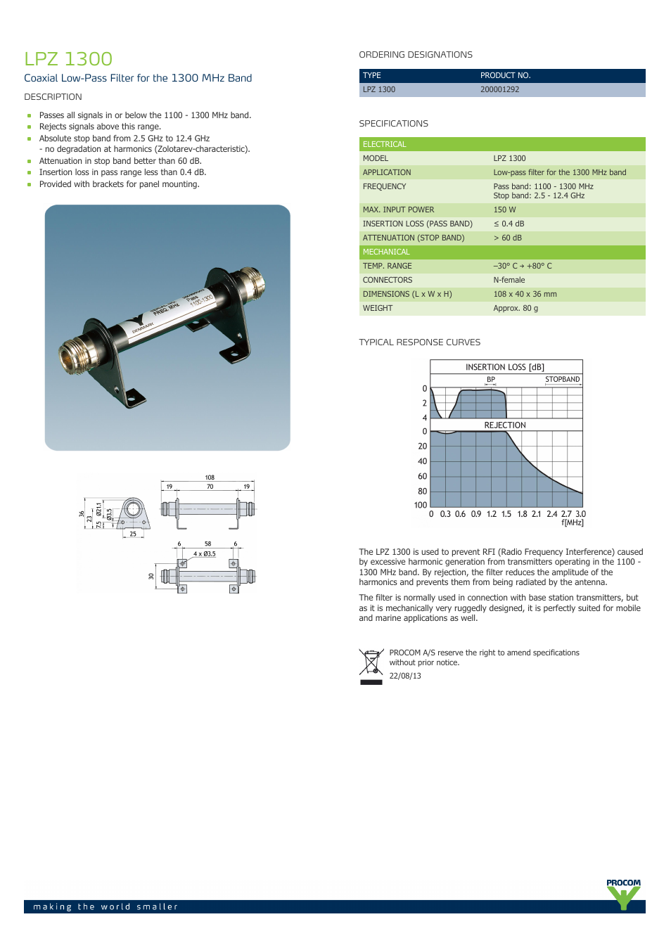 Procom LPZ 1300 User Manual | 1 page