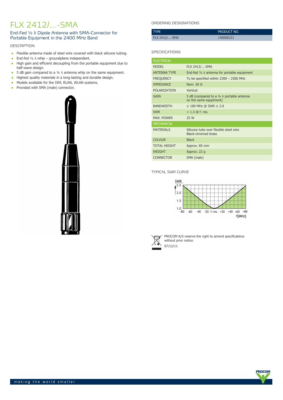 Procom FLX 2412-...-sma User Manual | 1 page