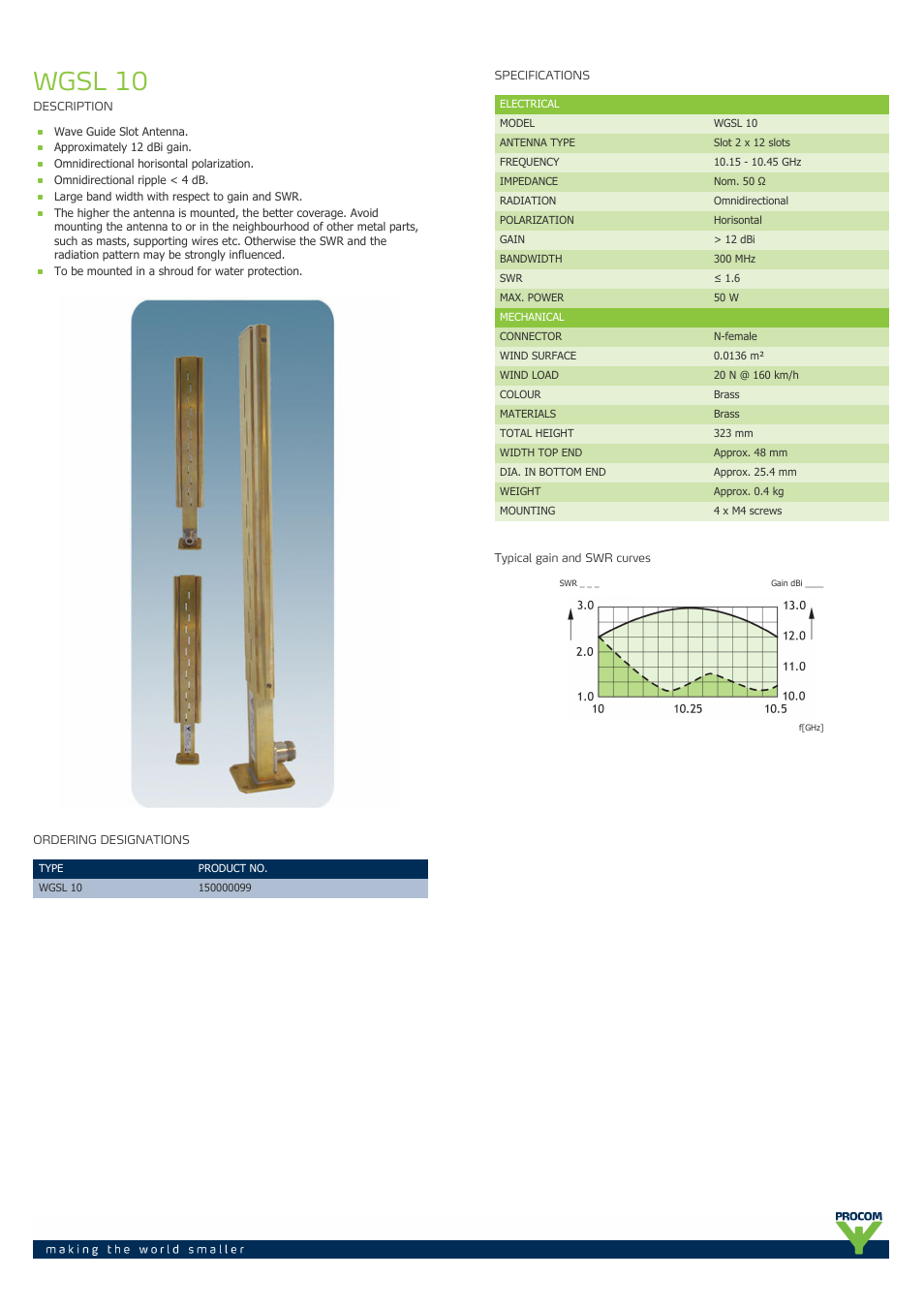 Procom WGSL 10 User Manual | 2 pages