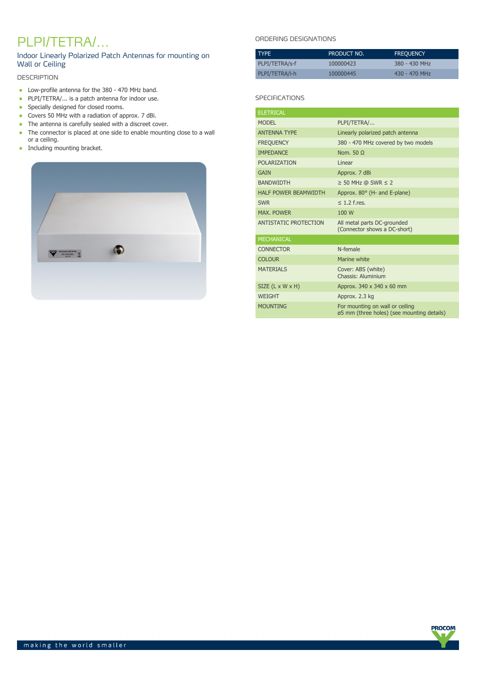 Procom PLPI-TETRA-... User Manual | 2 pages