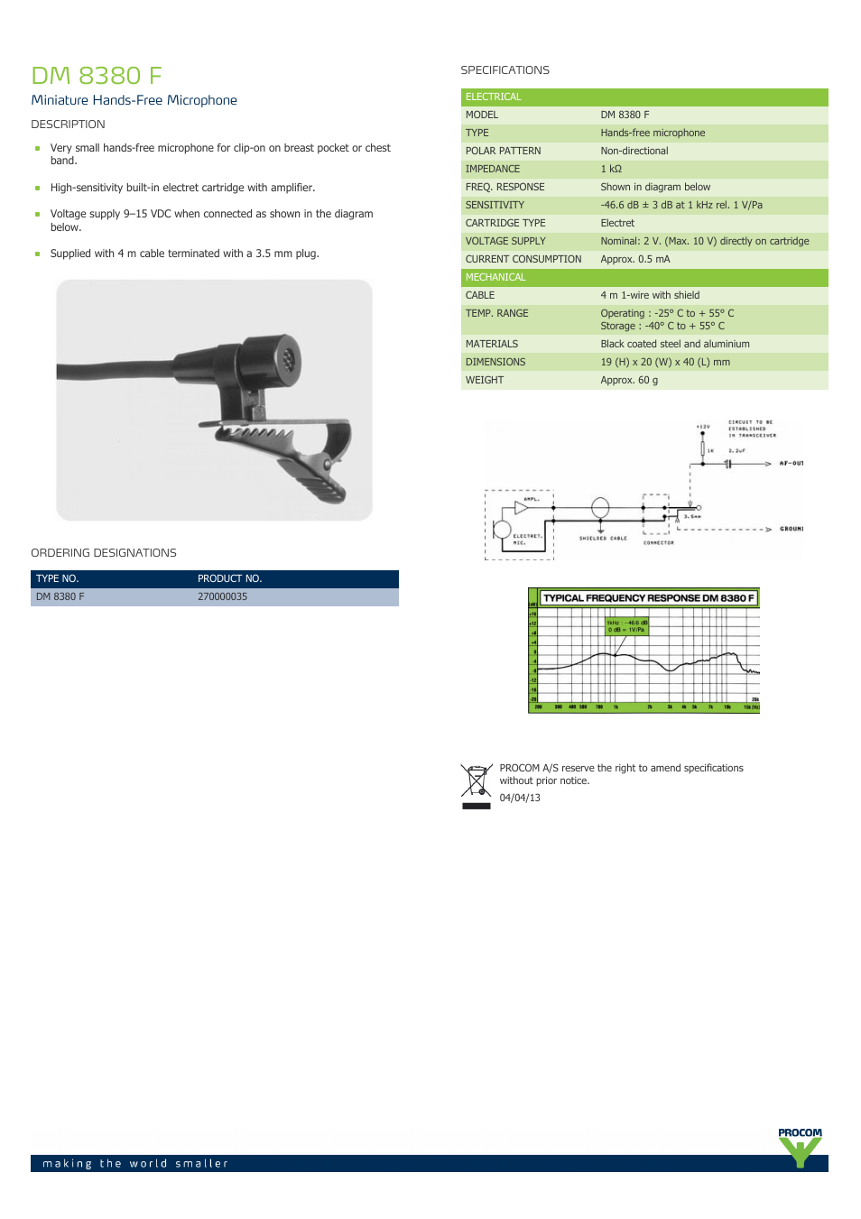 Procom DM-8380-f User Manual | 1 page
