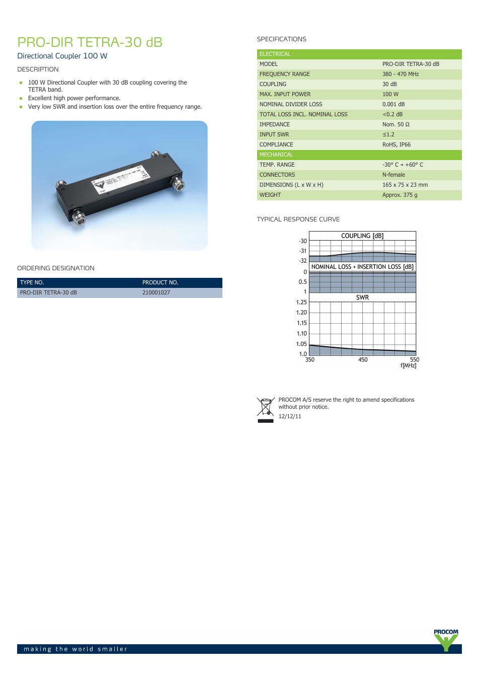 Procom PRO-dir-tetra-30-db User Manual | 1 page