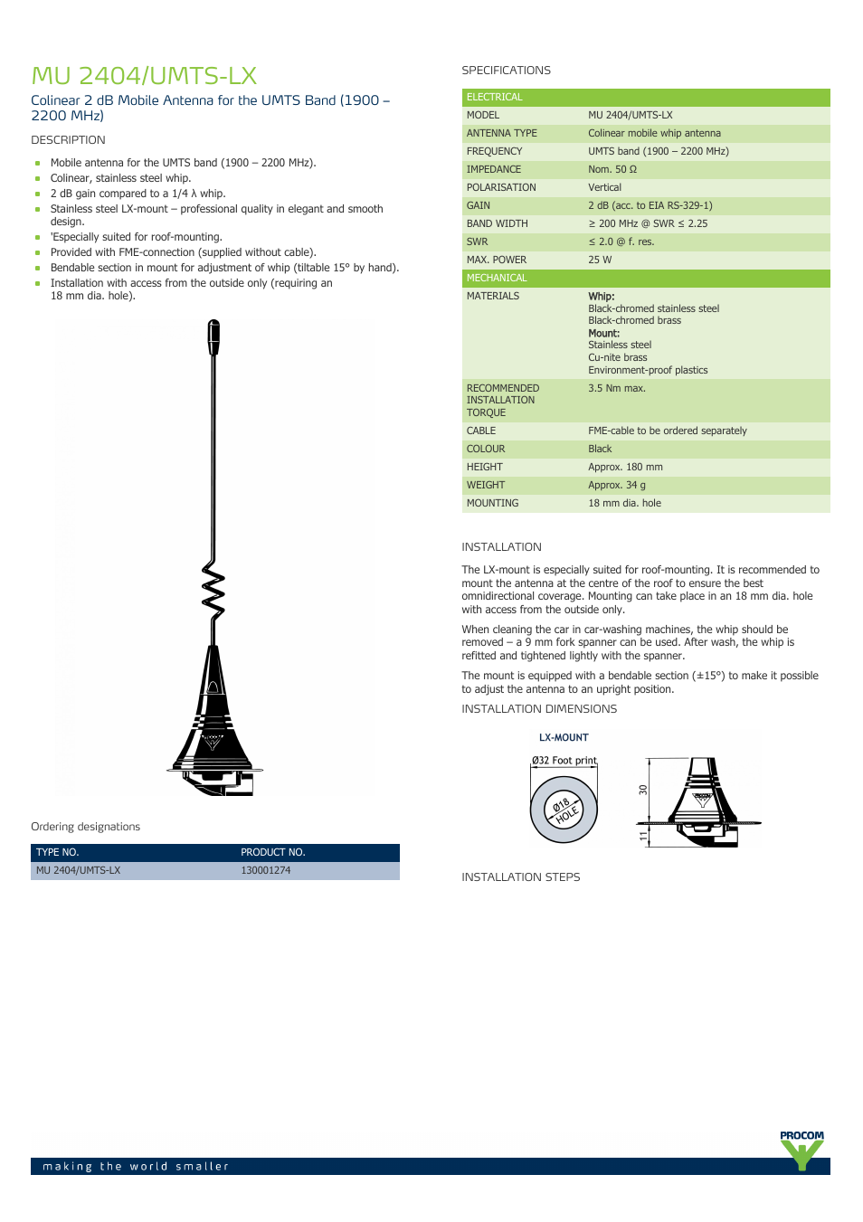 Procom MU 2404-umts-lx User Manual | 2 pages