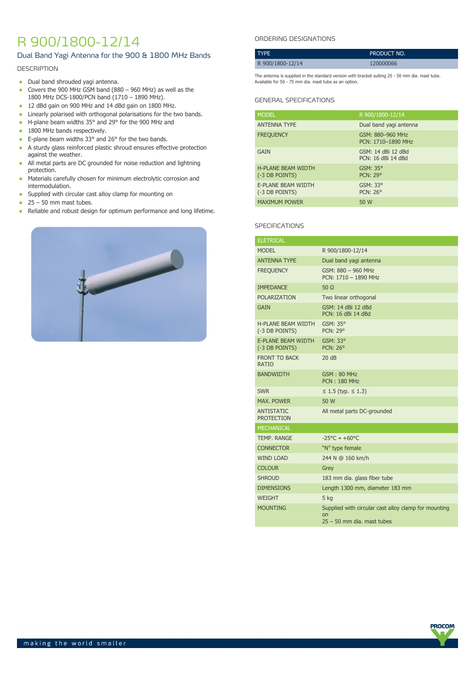 Procom R-900-1800-12-14 User Manual | 2 pages