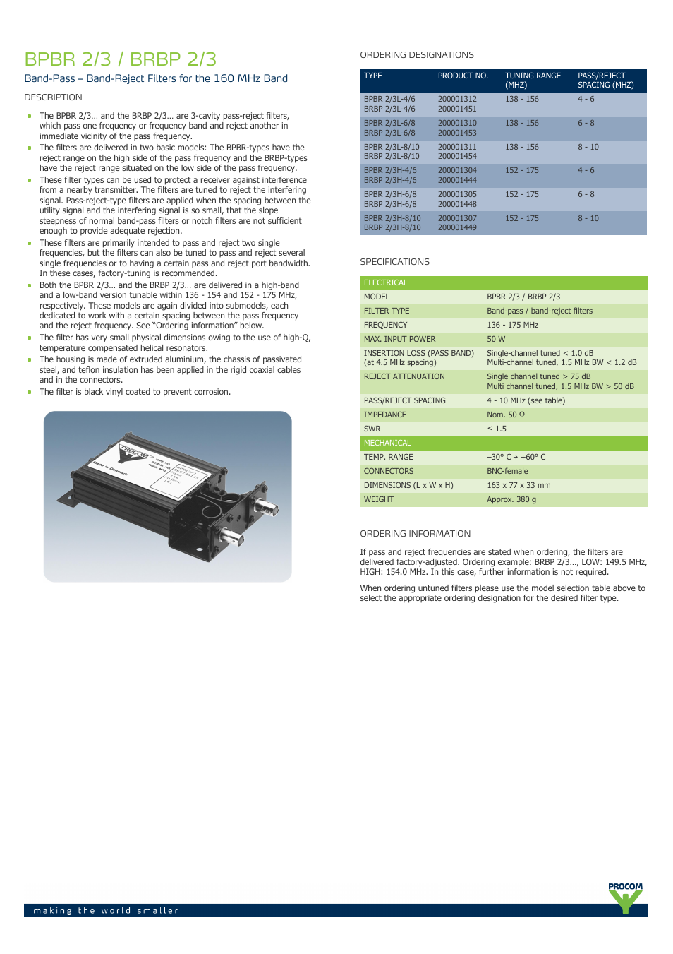 Procom BRBP 2-3 User Manual | 2 pages