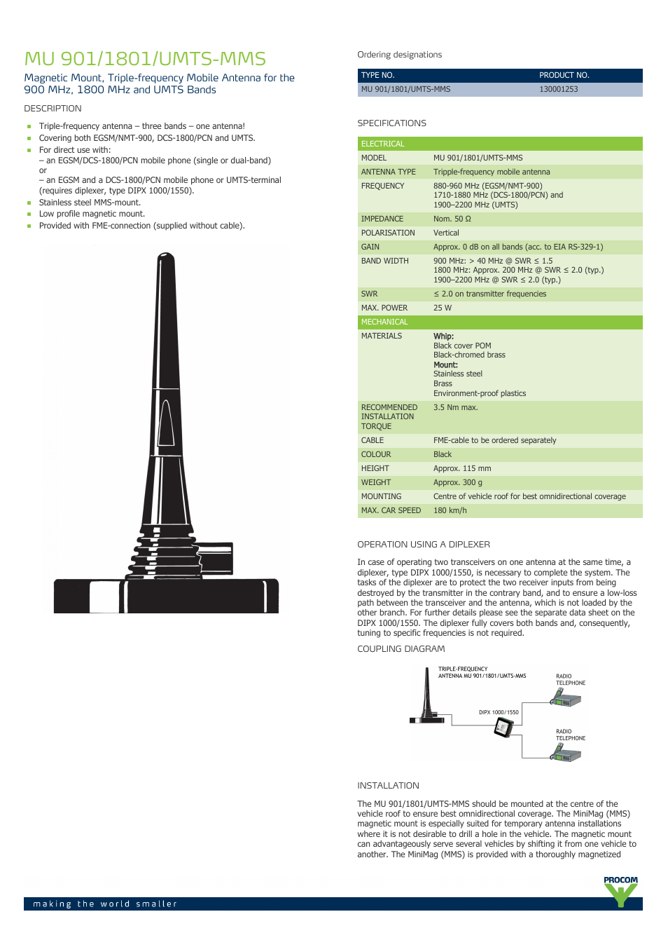 Procom MU 901-1801-umts-mms User Manual | 2 pages