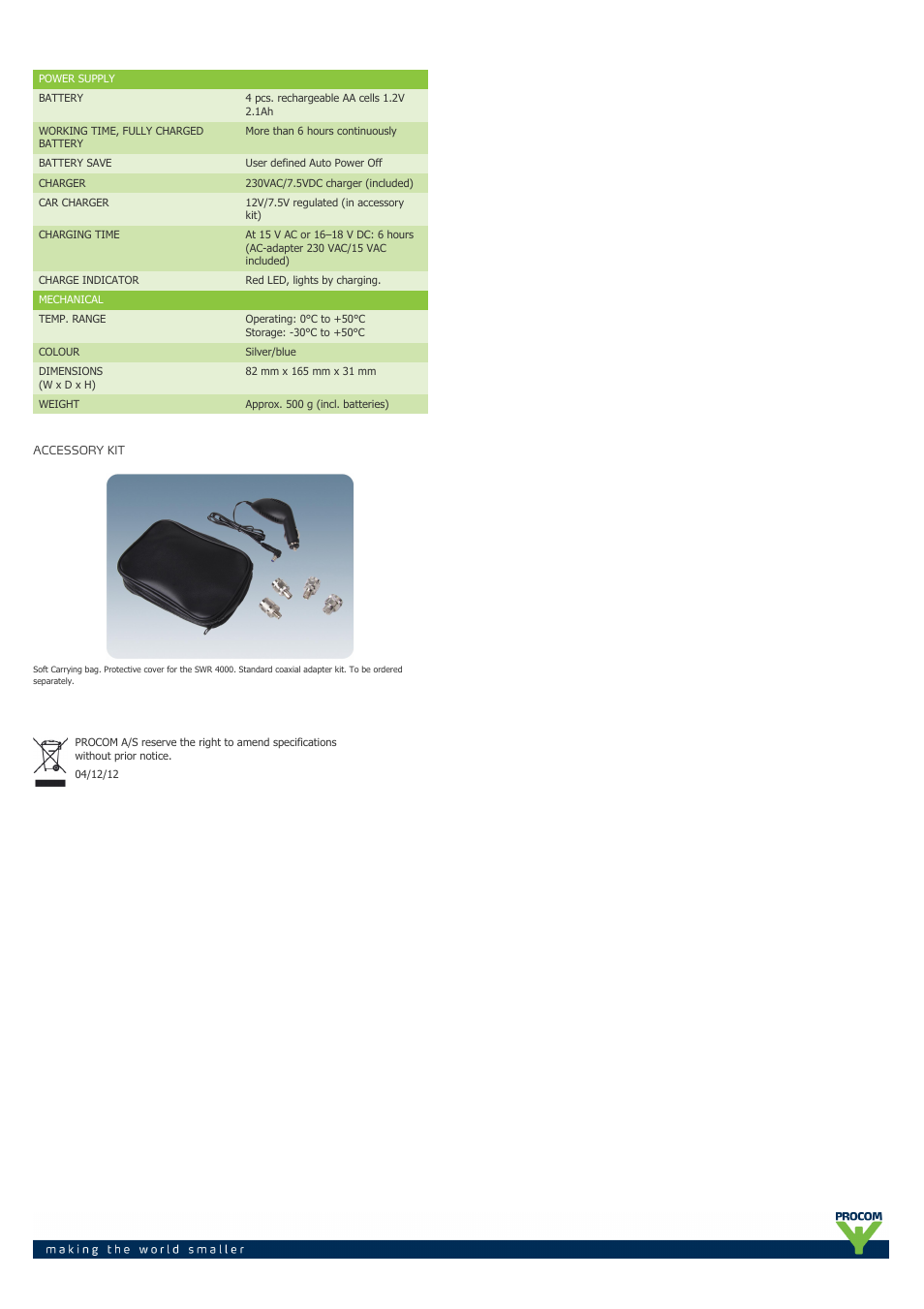 Procom SWR 4000 User Manual | Page 2 / 2