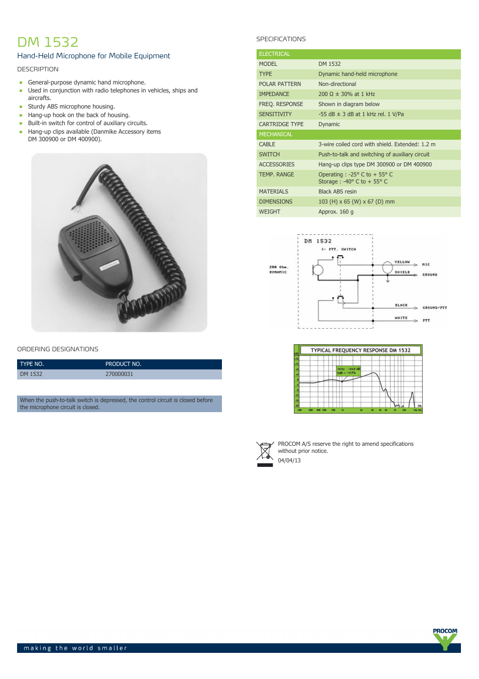 Procom DM-1532 User Manual | 1 page
