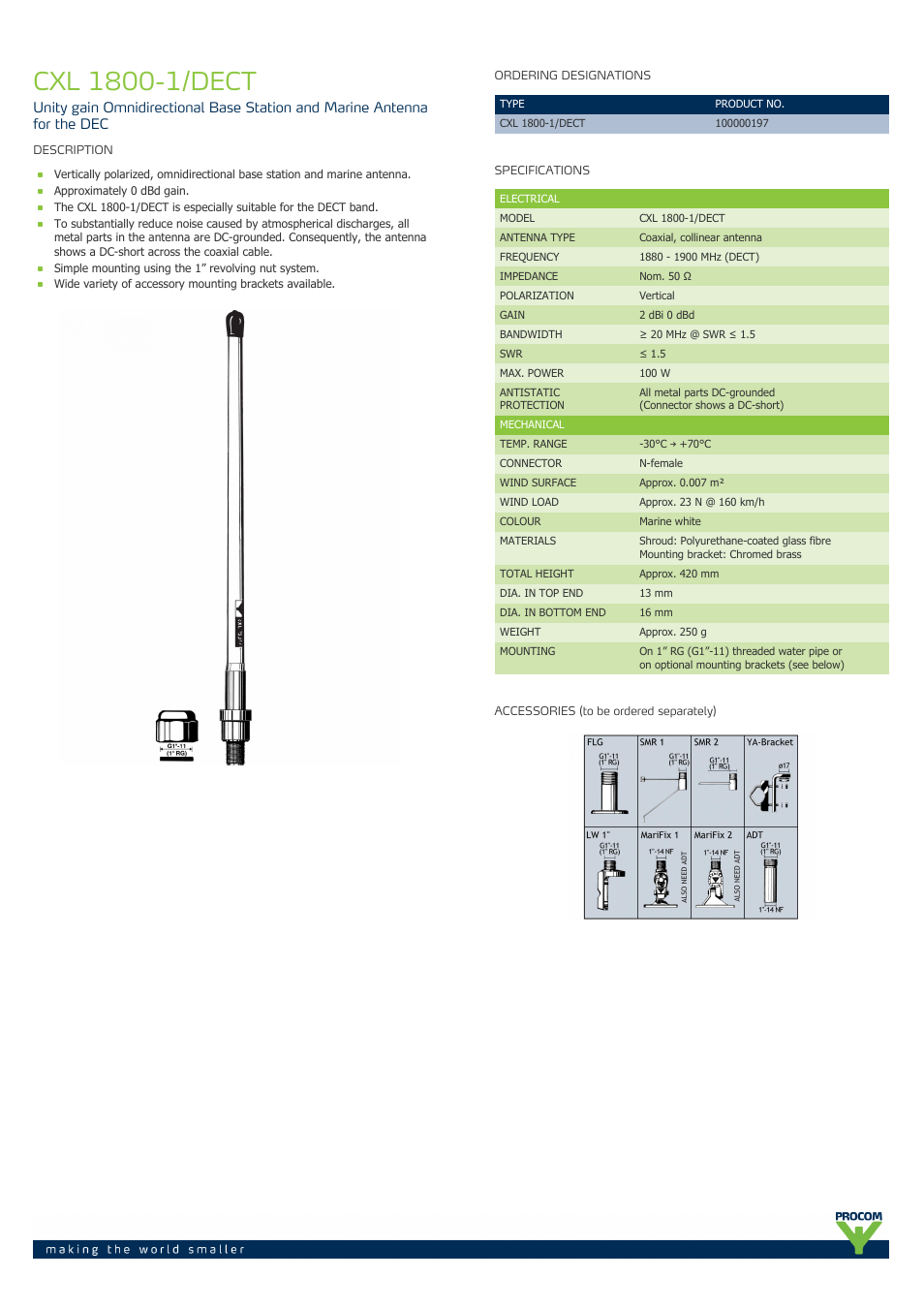 Procom CXL 1800-1-dect User Manual | 2 pages