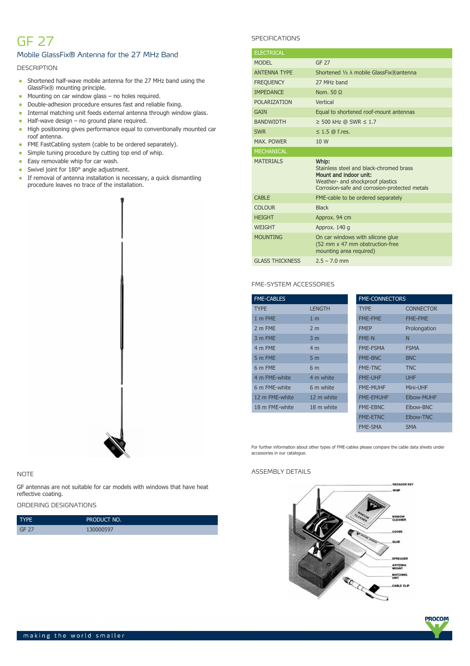 Procom GF 27 User Manual | 2 pages