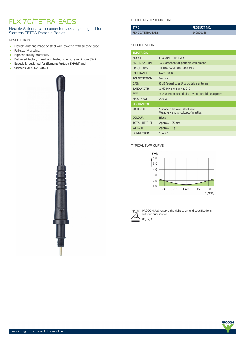 Procom FLX 70-tetra-eads User Manual | 1 page