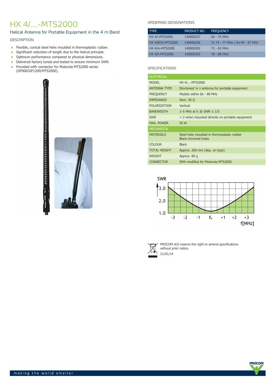 Procom HX 4-...-mts2000 User Manual | 1 page