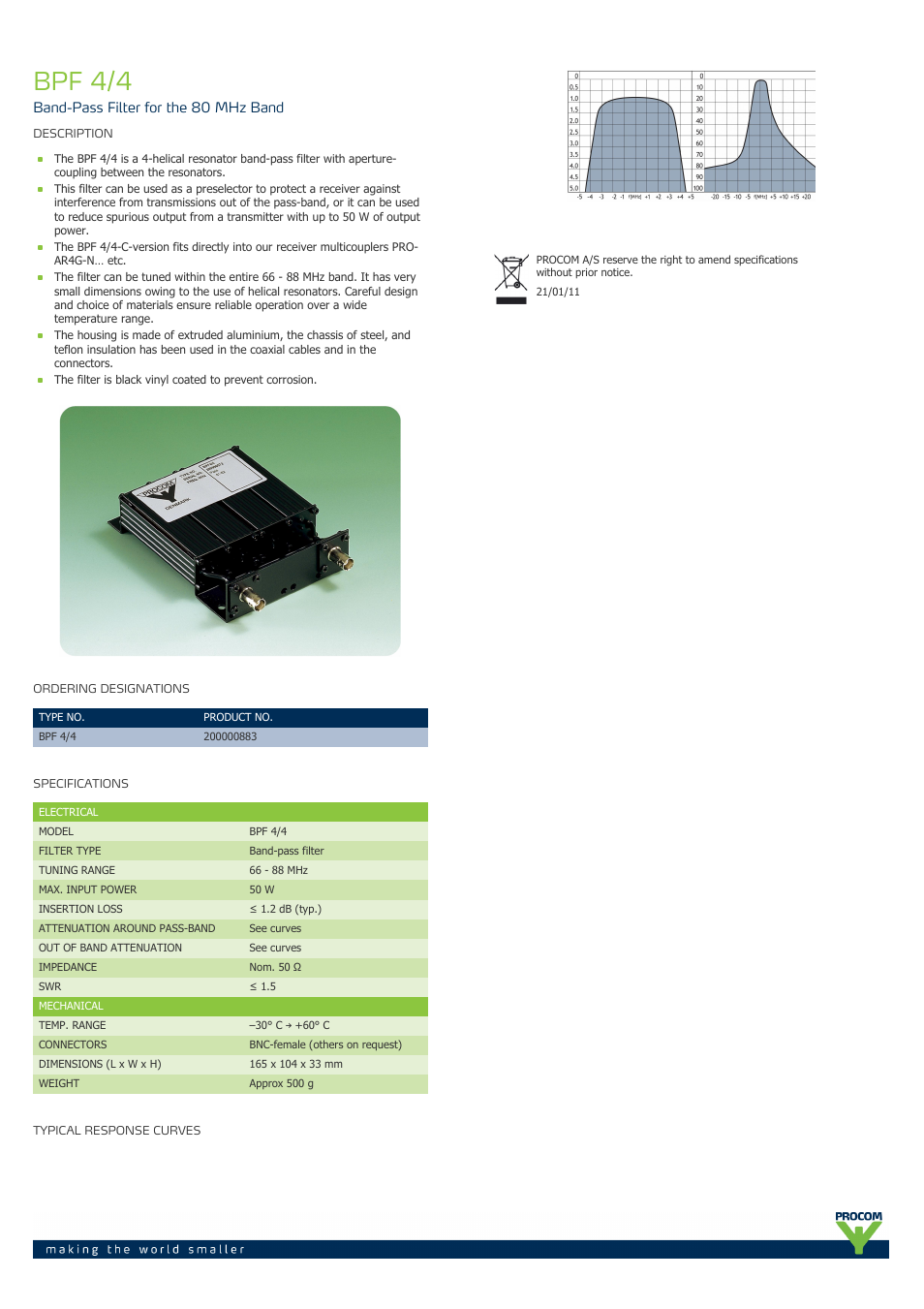 Procom BPF 4-4 User Manual | 1 page