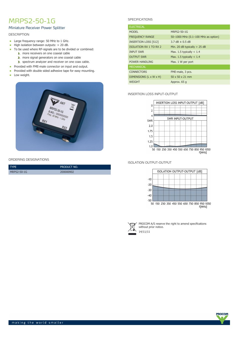 Procom MRPS2-50-1g User Manual | 1 page