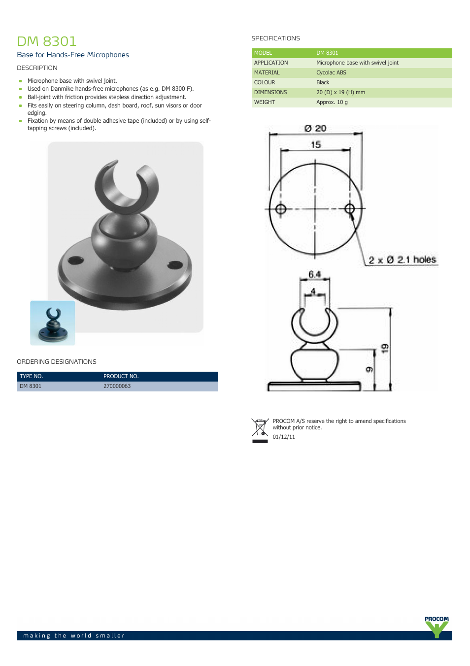 Procom DM-8301 User Manual | 1 page