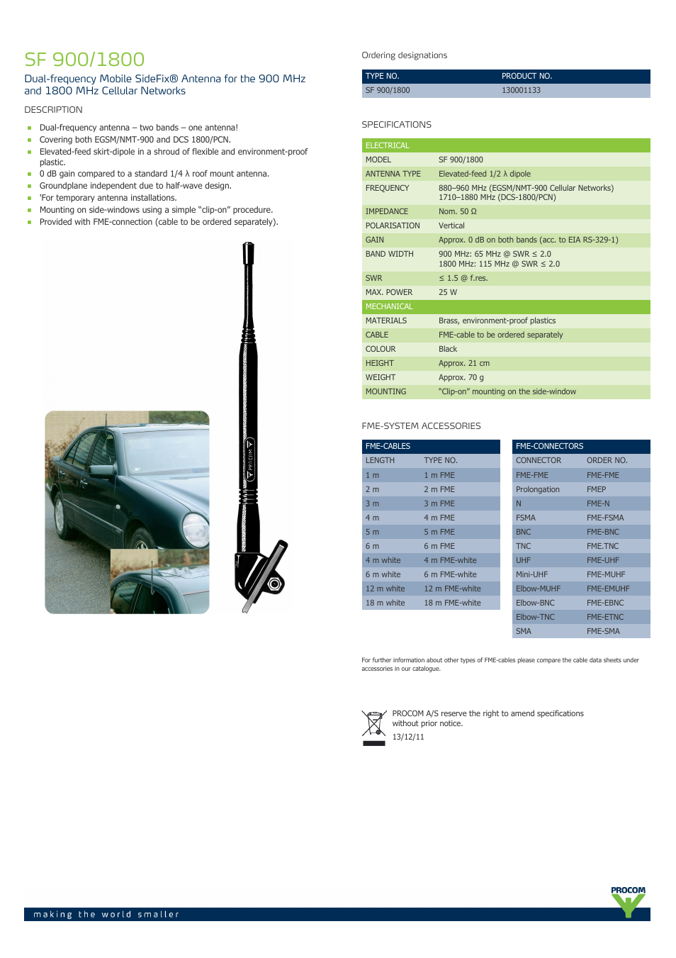 Procom SF 900-1800 User Manual | 1 page
