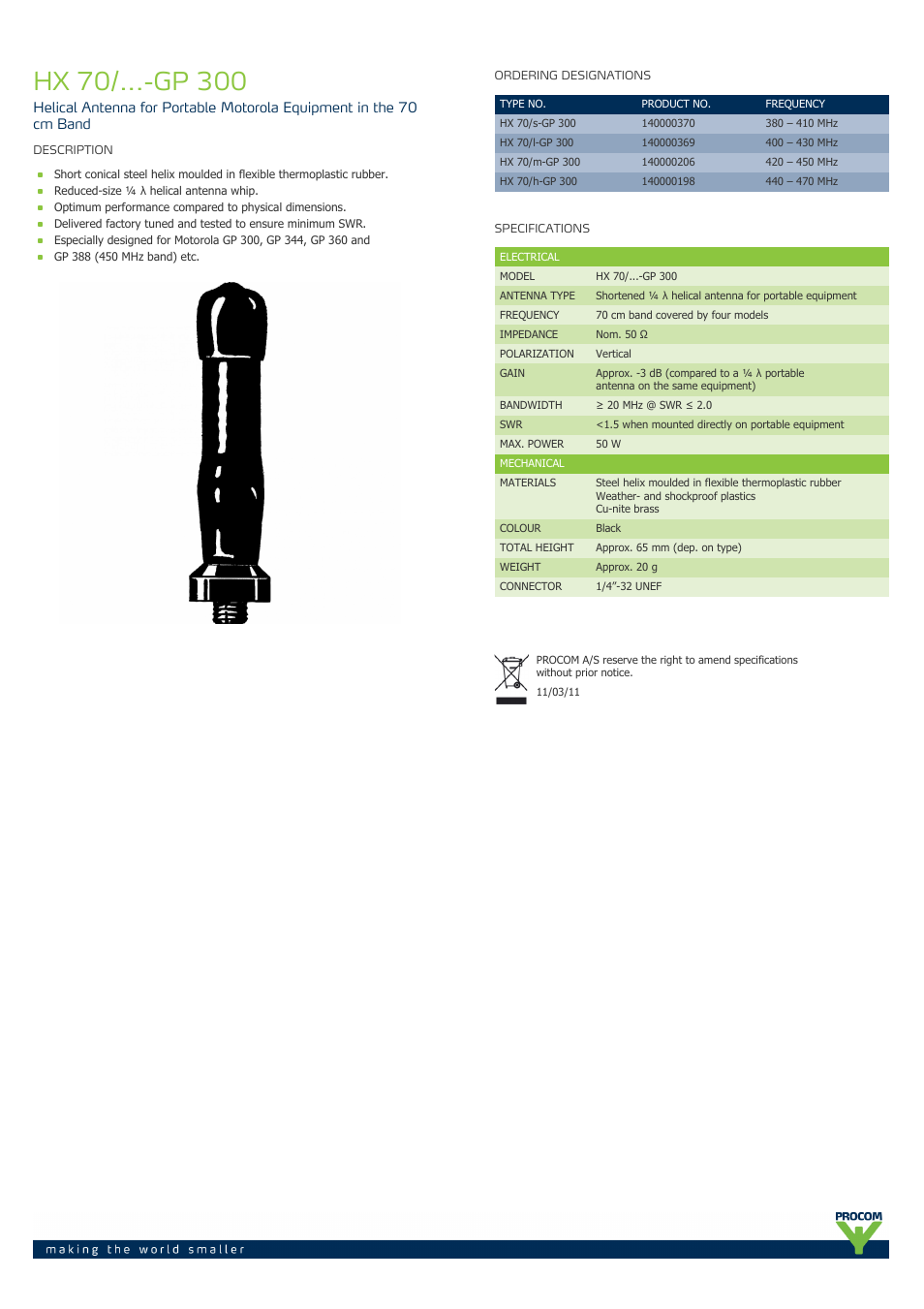 Procom HX 70-...-gp-300 User Manual | 1 page