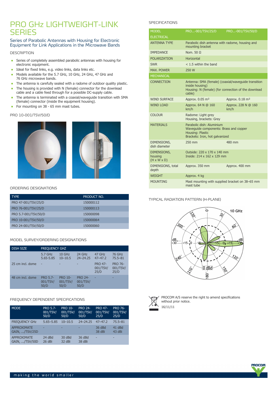 Procom Pro GHz lightweight-link series User Manual | 1 page