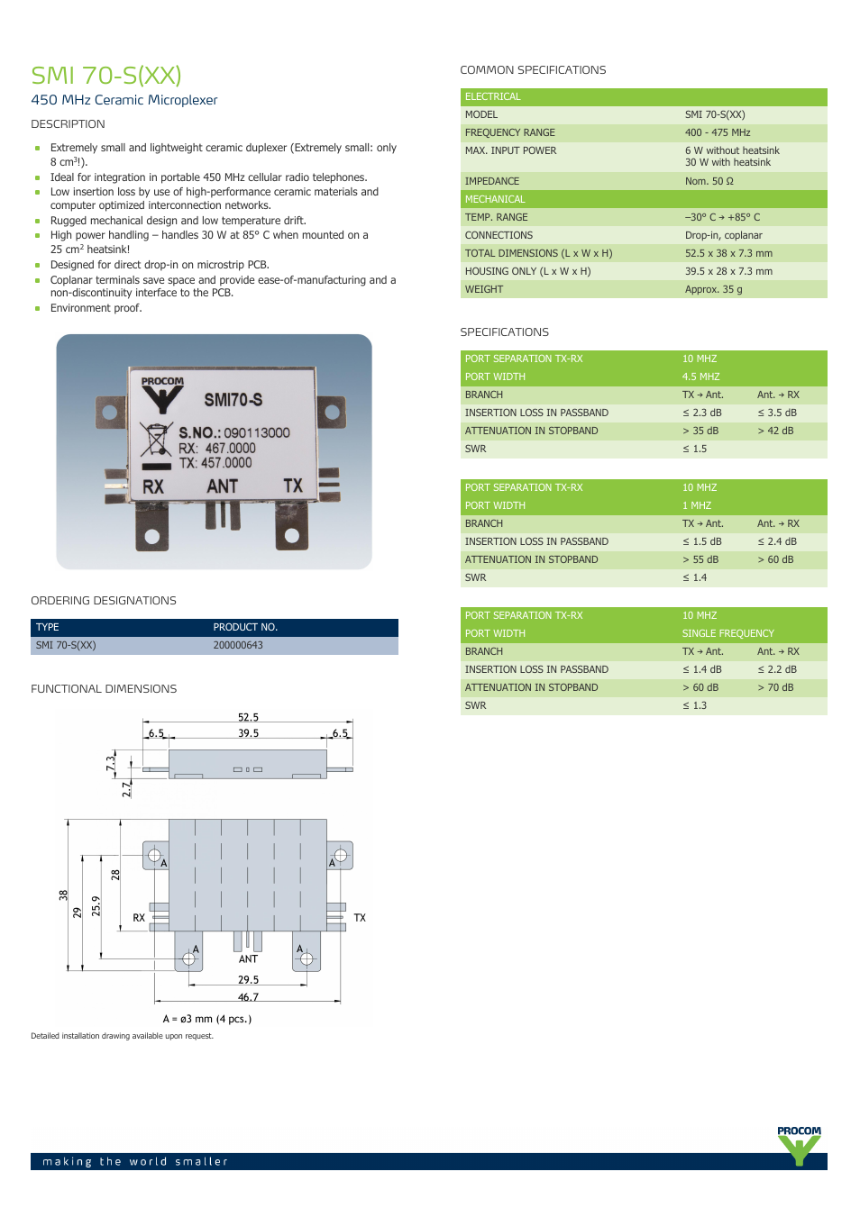 Procom SMI-70-s(xx) User Manual | 2 pages