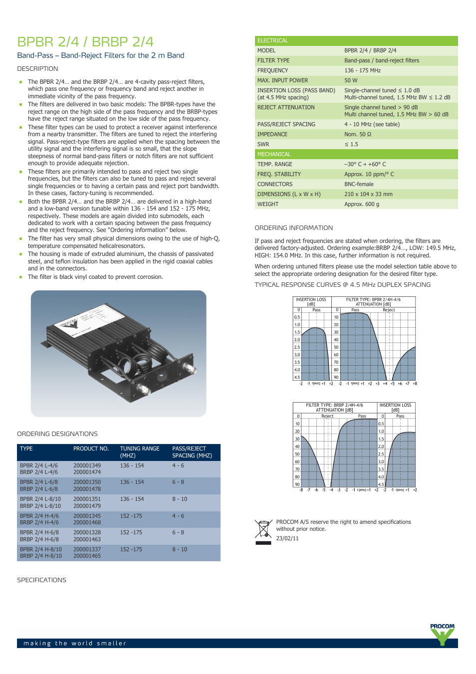 Procom BRBP 2-4 User Manual | 1 page