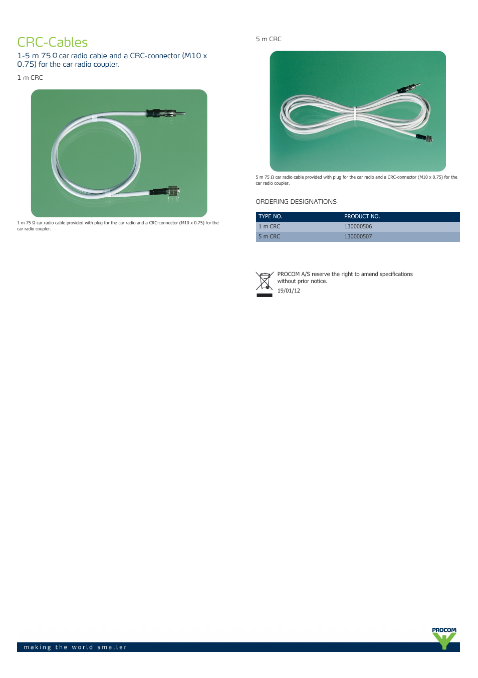 Procom CRC-cables User Manual | 1 page