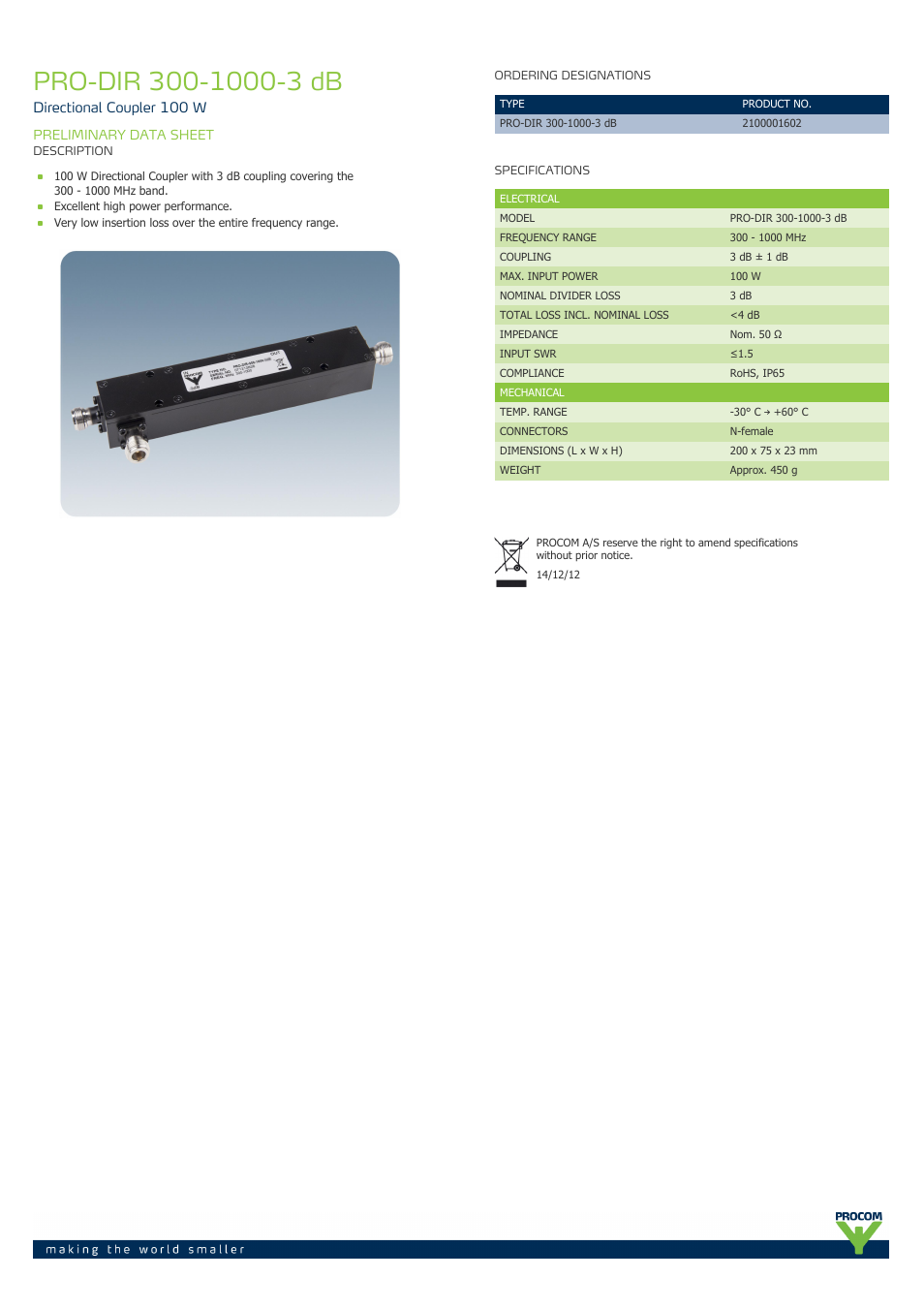 Procom PRO-dir-300-1000-3-db User Manual | 1 page