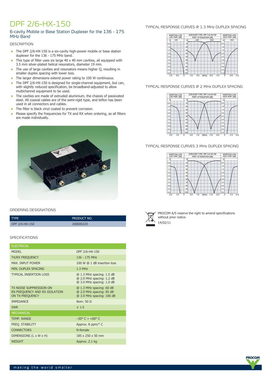 Procom DPF 2-6-hx-150 User Manual | 1 page