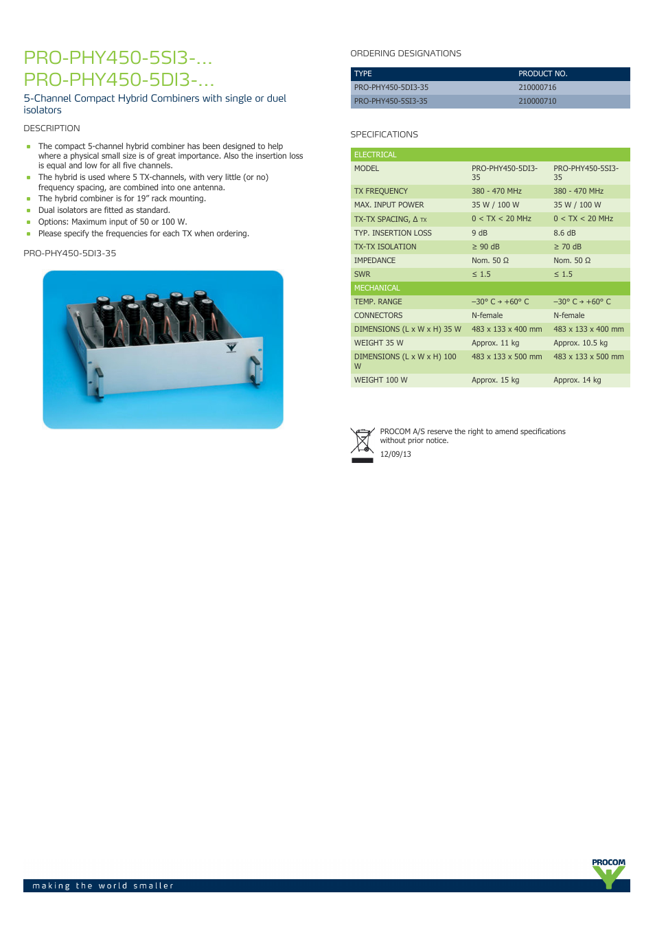 Procom PRO-phy450-5di3-... User Manual | 1 page