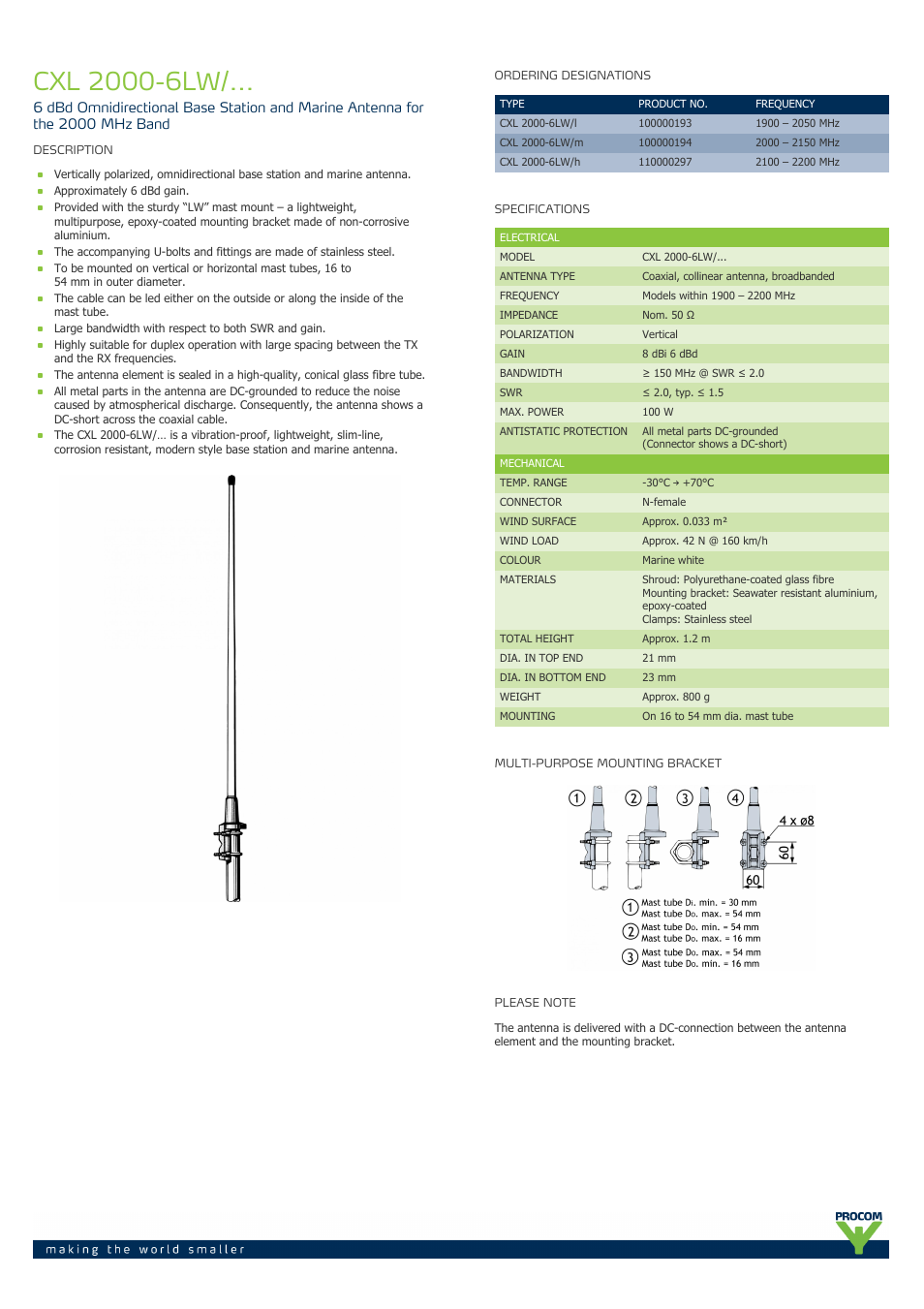 Procom CXL 2000-6lw-... User Manual | 2 pages