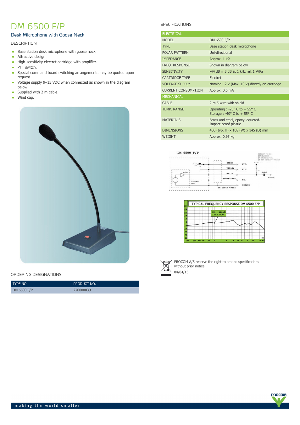 Procom DM-6500-f-p User Manual | 1 page