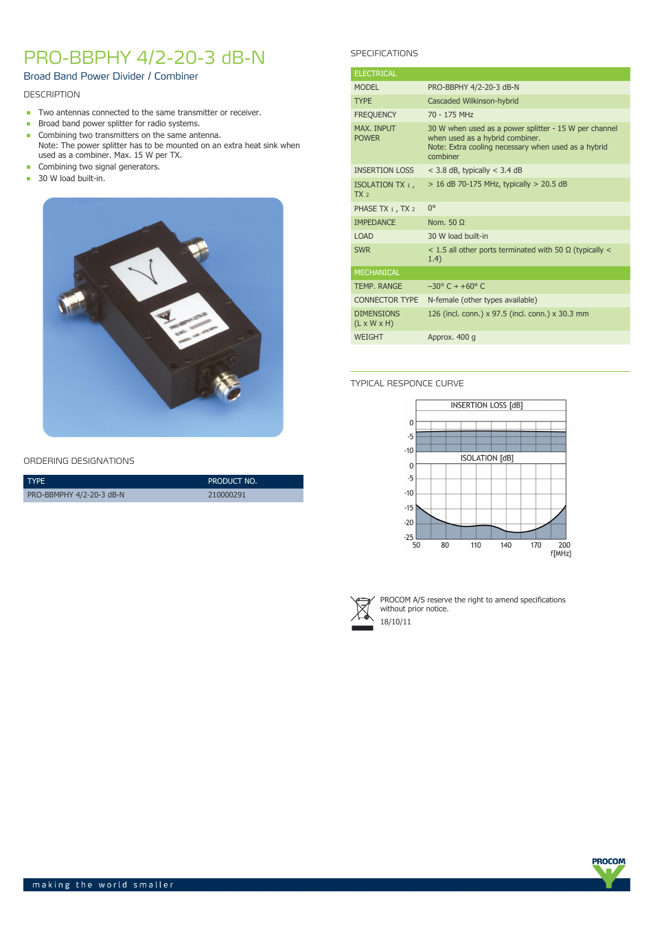 Procom PRO-bbphy-4-2-20-3-db-n User Manual | 1 page