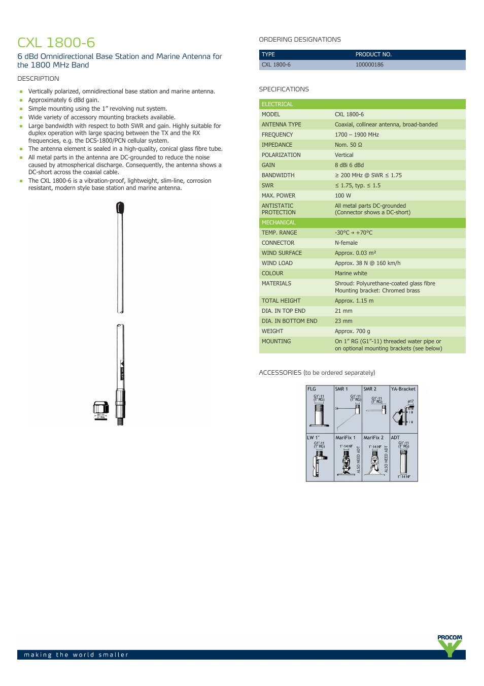 Procom CXL 1800-6 User Manual | 2 pages