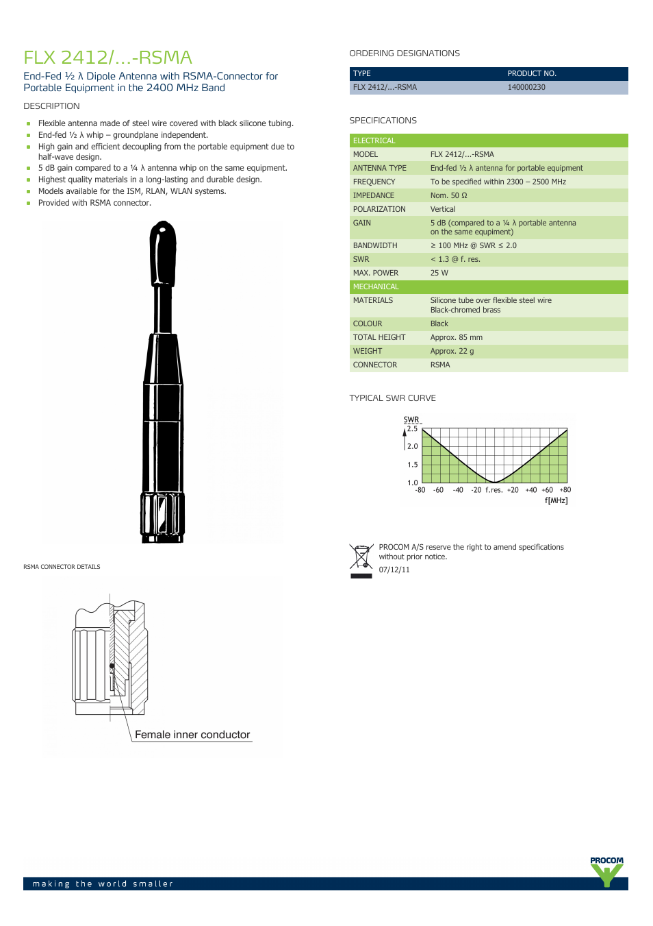 Procom FLX 2412-...-rsma User Manual | 1 page