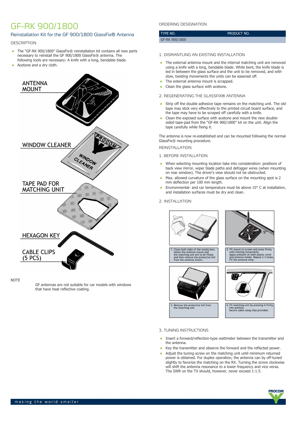 Procom GF RK-900-1800 User Manual | 2 pages