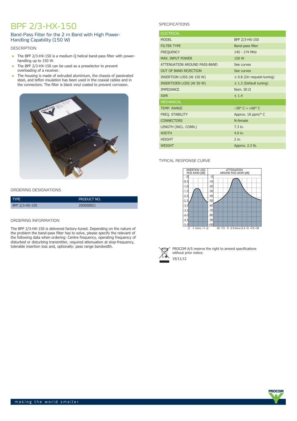 Procom BPF 2-3-hx-150 User Manual | 1 page