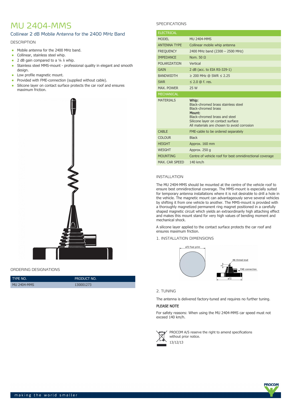 Procom MU 2404-mms User Manual | 1 page