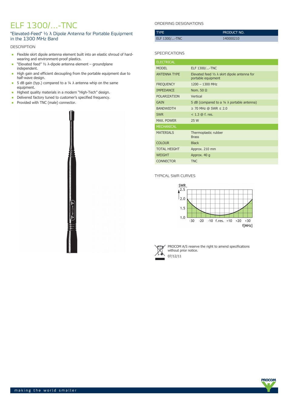 Procom ELF 1300-...-tnc User Manual | 1 page