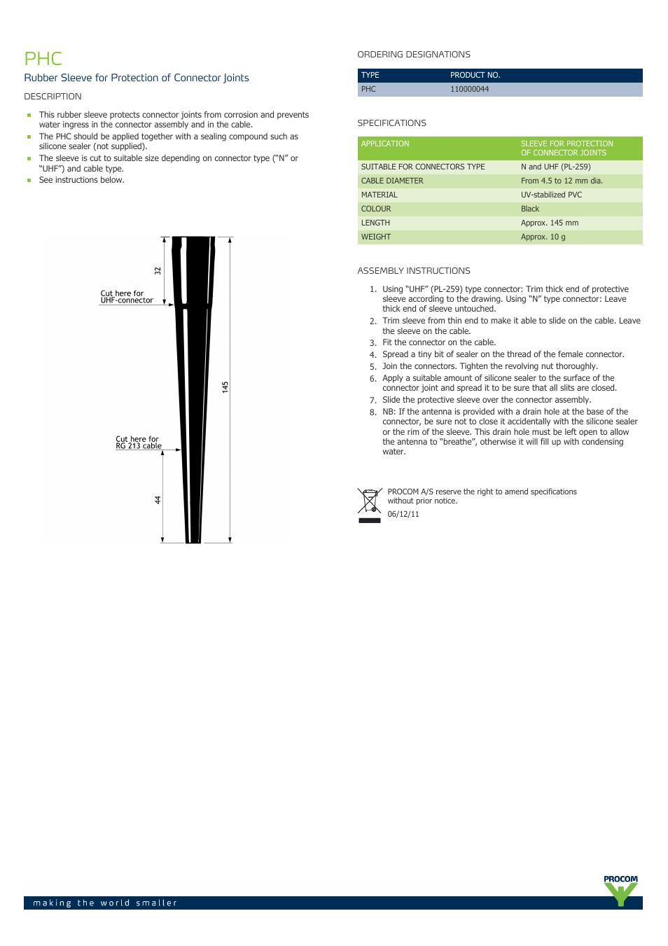 Procom PHC User Manual | 1 page